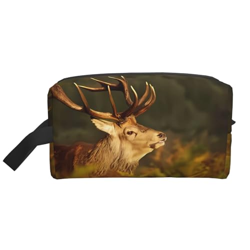 JaoXer Große Reise-Kosmetiktasche - Wiederverwendbares Dopp-Kit mit Tier-Hirsch-Aufdruck, tragbarer Organizer für Männer und Frauen, weiß, Einheitsgröße JaoXer Große Reise-Kosmetiktasche - Wiederverwendbares Dopp-Kit mit Tier-Hirsch-Aufdruck, tragbarer Organizer für Männer und Frauen, weiß, Einheitsgröße von JaoXer