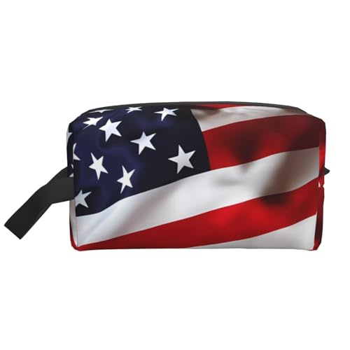 JaoXer Große Reise-Kosmetiktasche - Wiederverwendbares Dopp-Kit mit amerikanischer Flagge, tragbarer Organizer für Männer und Frauen, weiß, Einheitsgröße von JaoXer