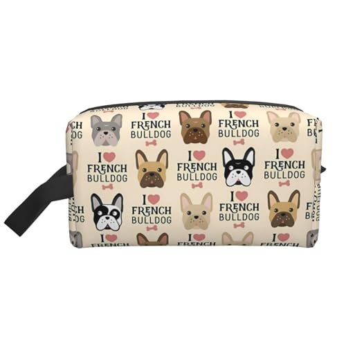 JaoXer Große Reise-Kosmetiktasche - Wiederverwendbares Dopp-Kit mit französischer Bulldogge für Toilettenartikel, tragbarer Organizer für Männer und Frauen, weiß, Einheitsgröße JaoXer Große Reise-Kosmetiktasche - Wiederverwendbares Dopp-Kit mit französischer Bulldogge für Toilettenartikel, tragbarer Organizer für Männer und Frauen, weiß, Einheitsgröße von JaoXer