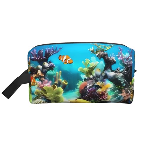 JaoXer Große Reise-Kosmetiktasche - Wiederverwendbares Dopp-Kit mit tropischem Fisch-Druck, für Toilettenartikel, tragbarer Organizer für Männer und Frauen, Weiß, Einheitsgröße JaoXer Große Reise-Kosmetiktasche - Wiederverwendbares Dopp-Kit mit tropischem Fisch-Druck, für Toilettenartikel, tragbarer Organizer für Männer und Frauen, Weiß, Einheitsgröße von JaoXer