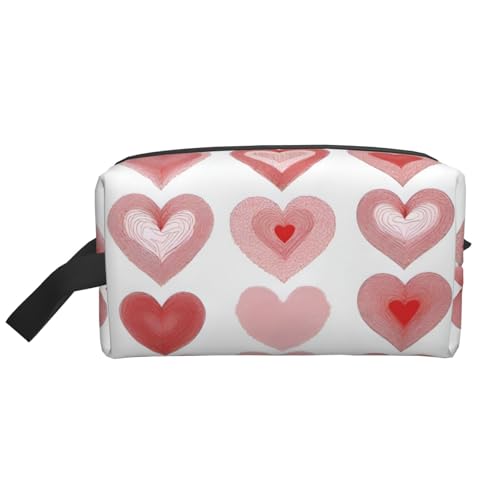 JaoXer Große Reise-Kosmetiktasche - Wiederverwendbares Herzformen-Druck-Dopp-Kit für Toilettenartikel, tragbarer Organizer für Männer und Frauen, weiß, Einheitsgröße von JaoXer