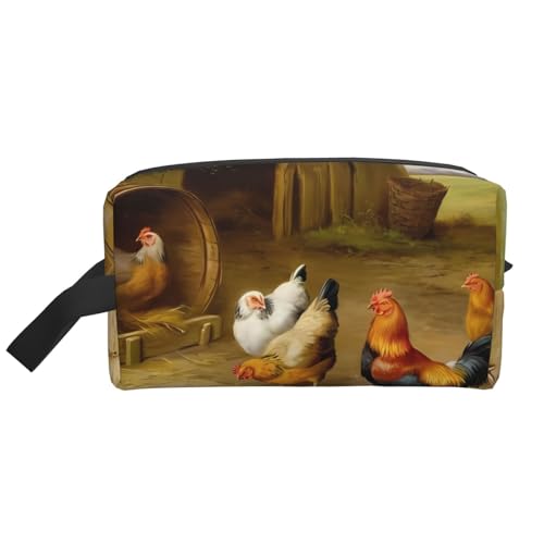 JaoXer Große Reise-Kosmetiktasche - Wiederverwendbares Huhn und Hahn-Druck-Dopp Kit für Toilettenartikel, tragbarer Organizer für Männer und Frauen, weiß, Einheitsgröße JaoXer Große Reise-Kosmetiktasche - Wiederverwendbares Huhn und Hahn-Druck-Dopp Kit für Toilettenartikel, tragbarer Organizer für Männer und Frauen, weiß, Einheitsgröße von JaoXer
