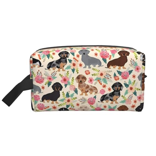 JaoXer Große Reise-Kosmetiktasche - Wiederverwendbares Hunde-Blumendruck-Set für Toilettenartikel, tragbarer Organizer für Männer und Frauen, weiß, Einheitsgröße JaoXer Große Reise-Kosmetiktasche - Wiederverwendbares Hunde-Blumendruck-Set für Toilettenartikel, tragbarer Organizer für Männer und Frauen, weiß, Einheitsgröße von JaoXer