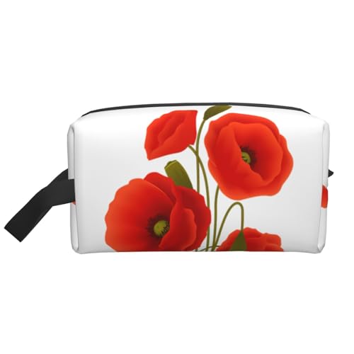 JaoXer Große Reise-Kosmetiktasche – Wiederverwendbares Mohnblumen-Druck-Set für Toilettenartikel, tragbarer Organizer für Männer und Frauen, weiß, Einheitsgröße JaoXer Große Reise-Kosmetiktasche – Wiederverwendbares Mohnblumen-Druck-Set für Toilettenartikel, tragbarer Organizer für Männer und Frauen, weiß, Einheitsgröße von JaoXer