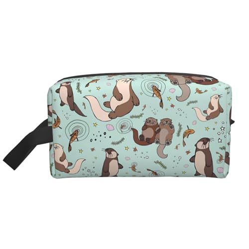 JaoXer Große Reise-Kosmetiktasche - Wiederverwendbares Otter-Druck-Dopp-Kit für Toilettenartikel, tragbarer Organizer für Männer und Frauen, weiß, Einheitsgröße JaoXer Große Reise-Kosmetiktasche - Wiederverwendbares Otter-Druck-Dopp-Kit für Toilettenartikel, tragbarer Organizer für Männer und Frauen, weiß, Einheitsgröße von JaoXer