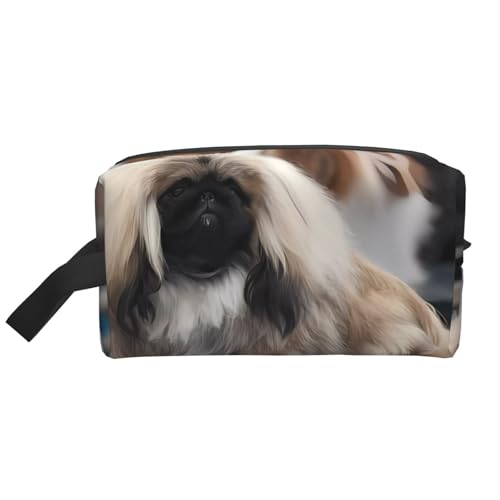 JaoXer Große Reise-Kosmetiktasche - Wiederverwendbares Pekinese-Hunde-Druck-Dopp-Kit für Toilettenartikel, tragbarer Organizer für Männer und Frauen, weiß, Einheitsgröße JaoXer Große Reise-Kosmetiktasche - Wiederverwendbares Pekinese-Hunde-Druck-Dopp-Kit für Toilettenartikel, tragbarer Organizer für Männer und Frauen, weiß, Einheitsgröße von JaoXer