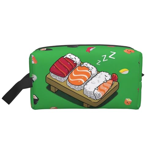 JaoXer Große Reise-Kosmetiktasche - Wiederverwendbares Schlaf-Sushi-Druck-Dopp-Kit für Toilettenartikel, tragbarer Organizer für Männer und Frauen, weiß, Einheitsgröße von JaoXer