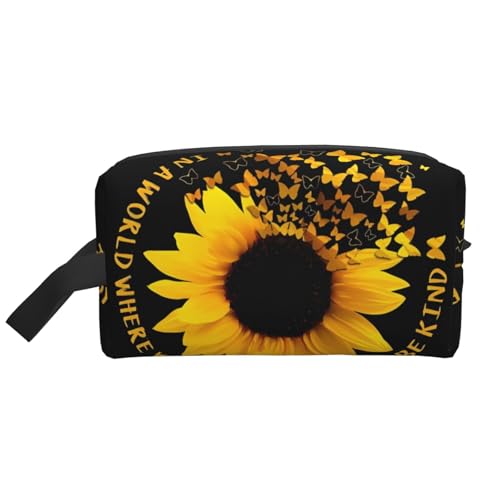 JaoXer Große Reise-Kosmetiktasche - Wiederverwendbares Schmetterlings- und Sonnenblumen-Druck-Set für Toilettenartikel, tragbarer Organizer für Männer und Frauen, weiß, Einheitsgröße JaoXer Große Reise-Kosmetiktasche - Wiederverwendbares Schmetterlings- und Sonnenblumen-Druck-Set für Toilettenartikel, tragbarer Organizer für Männer und Frauen, weiß, Einheitsgröße von JaoXer