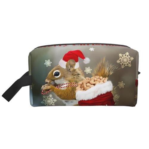 JaoXer Große Reise-Kosmetiktasche - Wiederverwendbares Weihnachts-Eichhörnchen-Druck-Dopp-Kit für Toilettenartikel, tragbarer Organizer für Männer und Frauen, weiß, Einheitsgröße von JaoXer