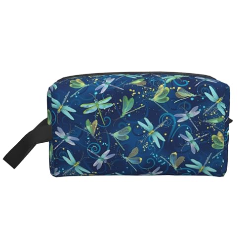 JaoXer Große Reise-Kosmetiktasche - Wiederverwendbares blaues Libellen-Druck-Dopp-Kit für Toilettenartikel, tragbarer Organizer für Männer und Frauen, weiß, Einheitsgröße JaoXer Große Reise-Kosmetiktasche - Wiederverwendbares blaues Libellen-Druck-Dopp-Kit für Toilettenartikel, tragbarer Organizer für Männer und Frauen, weiß, Einheitsgröße von JaoXer