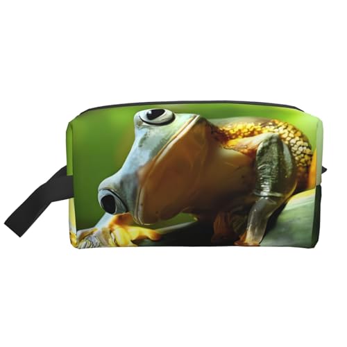 JaoXer Große Reise-Kosmetiktasche - Wiederverwendbares grünes Frosch-Druck-Dopp-Kit für Toilettenartikel, tragbarer Organizer für Männer und Frauen, weiß, Einheitsgröße von JaoXer