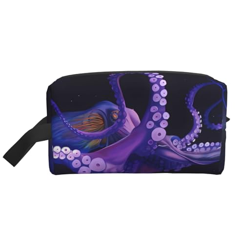 JaoXer Große Reise-Kosmetiktasche - Wiederverwendbares lila Oktopus-Druck-Dopp Kit für Toilettenartikel, tragbarer Organizer für Männer und Frauen, weiß, Einheitsgröße JaoXer Große Reise-Kosmetiktasche - Wiederverwendbares lila Oktopus-Druck-Dopp Kit für Toilettenartikel, tragbarer Organizer für Männer und Frauen, weiß, Einheitsgröße von JaoXer