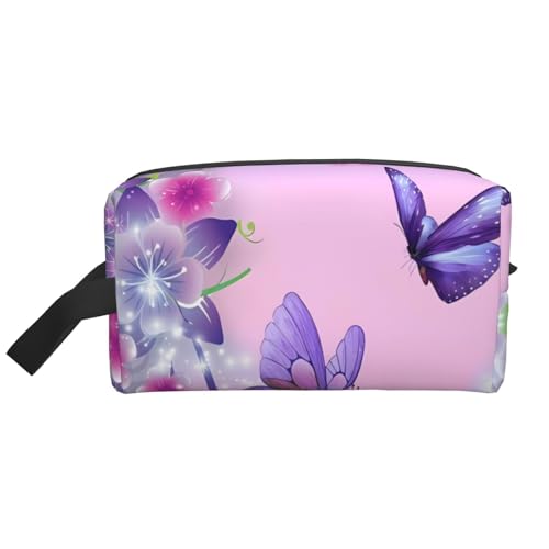 JaoXer Große Reise-Kosmetiktasche - Wiederverwendbares rosa Schmetterlings-Aufdruck-Set für Toilettenartikel, tragbarer Organizer für Männer und Frauen, weiß, Einheitsgröße JaoXer Große Reise-Kosmetiktasche - Wiederverwendbares rosa Schmetterlings-Aufdruck-Set für Toilettenartikel, tragbarer Organizer für Männer und Frauen, weiß, Einheitsgröße von JaoXer