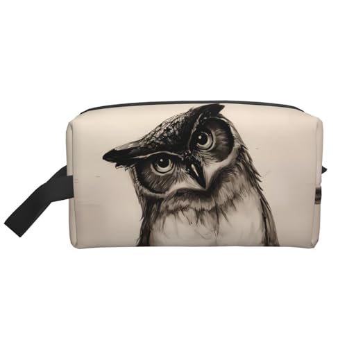 JaoXer Große Reise-Kosmetiktasche - Wiederverwendbares süßes Eulen-Druck-Dopp-Kit für Toilettenartikel, tragbarer Organizer für Männer und Frauen, weiß, Einheitsgröße von JaoXer
