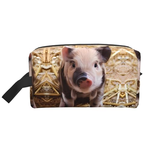 JaoXer Große Reise-Kosmetiktasche - Wiederverwendbares süßes Schweine-Druck-Dopp-Kit für Toilettenartikel, tragbarer Organizer für Männer und Frauen, weiß, Einheitsgröße von JaoXer