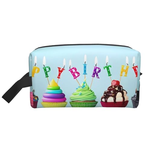 JaoXer Große Reise-Kosmetiktasche – wiederverwendbar, bunt, Happy Birthday Cupcakes Druck, Dopp Kit für Toilettenartikel, tragbarer Organizer für Männer und Frauen, weiß, Einheitsgröße JaoXer Große Reise-Kosmetiktasche – wiederverwendbar, bunt, Happy Birthday Cupcakes Druck, Dopp Kit für Toilettenartikel, tragbarer Organizer für Männer und Frauen, weiß, Einheitsgröße von JaoXer