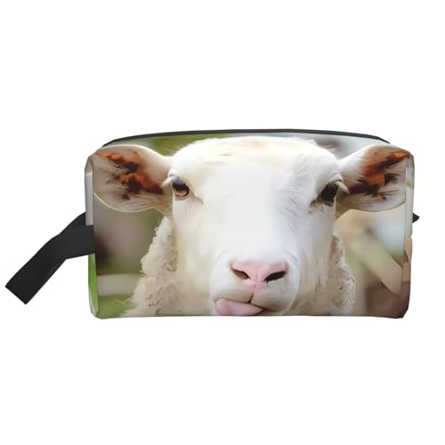JaoXer Große Reise-Kosmetiktasche – wiederverwendbar, lustig, freche Schafzunge, niedlicher Tierdruck, Dopp-Kit für Toilettenartikel, tragbarer Organizer für Männer und Frauen, weiß, Einheitsgröße JaoXer Große Reise-Kosmetiktasche – wiederverwendbar, lustig, freche Schafzunge, niedlicher Tierdruck, Dopp-Kit für Toilettenartikel, tragbarer Organizer für Männer und Frauen, weiß, Einheitsgröße von JaoXer