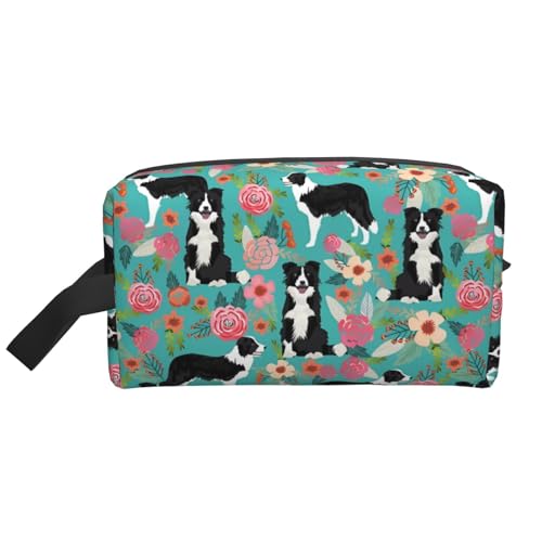 JaoXer Große Reise-Kosmetiktasche – wiederverwendbarer Border Collie Florals Print Dopp Kit für Toilettenartikel, tragbarer Organizer für Männer und Frauen JaoXer Große Reise-Kosmetiktasche – wiederverwendbarer Border Collie Florals Print Dopp Kit für Toilettenartikel, tragbarer Organizer für Männer und Frauen von JaoXer