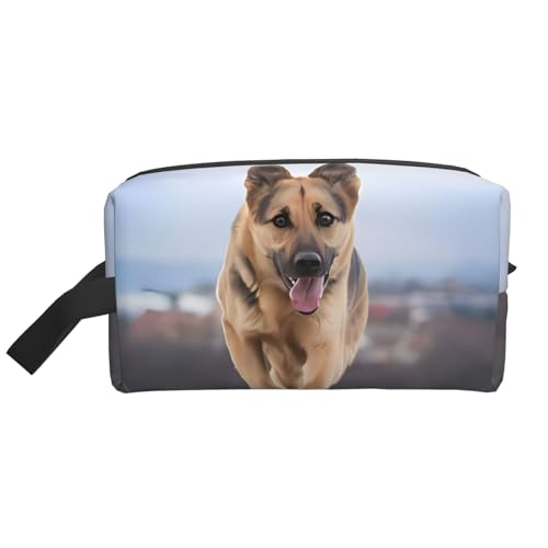 JaoXer Große Reise-Kosmetiktasche – wiederverwendbarer laufender deutscher Schäferhund, Aufdruck-Set für Toilettenartikel, tragbarer Organizer für Männer und Frauen, weiß, Einheitsgröße JaoXer Große Reise-Kosmetiktasche – wiederverwendbarer laufender deutscher Schäferhund, Aufdruck-Set für Toilettenartikel, tragbarer Organizer für Männer und Frauen, weiß, Einheitsgröße von JaoXer