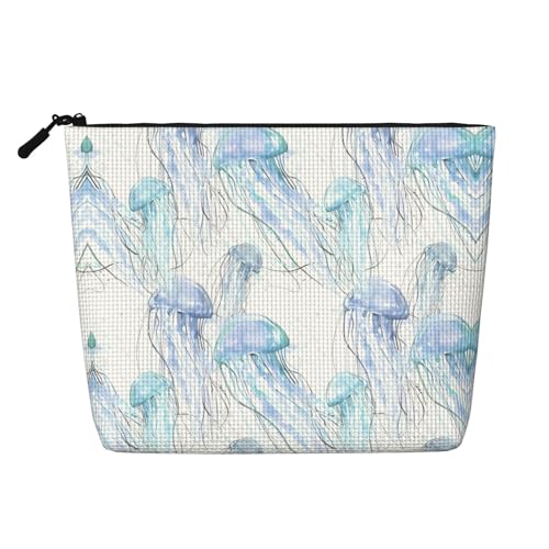 JaoXer Kosmetiktasche aus künstlichem Hanf, 3D-Quallen, Kosmetiktasche, Kulturbeutel, Organizer für mehrere tägliche Anwendungen, Geschäftsreisen, Schwarz, Einheitsgröße von JaoXer