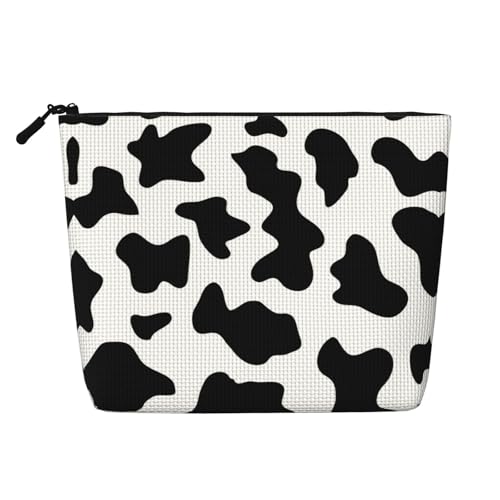 JaoXer Kosmetiktasche aus künstlichem Hanf, Schwarz und Weiß, Kuh-Druck, Kulturbeutel, Organizer für mehrere tägliche Anwendungen, Geschäftsreise, Schwarz, Einheitsgröße von JaoXer