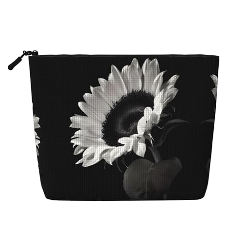 JaoXer Kosmetiktasche aus künstlichem Hanf, Sonnenblumen-Organizer, Schwarz / Grau, 1 Packung für mehrere tägliche Anwendungen, Geschäftsreisen, Schwarz, Einheitsgröße von JaoXer