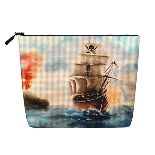 JaoXer Kosmetiktasche aus künstlichem Hanf, nautisches Segelboot, Kulturbeutel, Organizer – eine Packung für mehrere tägliche Anwendungen, Geschäftsreise, Schwarz, Einheitsgröße von JaoXer