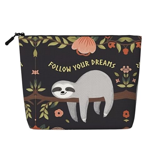 JaoXer Kosmetiktasche aus künstlichem Hanf, niedliches Faultier, Kosmetik-Organizer, eine Packung für mehrere tägliche Anwendungen, Geschäftsreise-Begleiter, Schwarz, Einheitsgröße von JaoXer