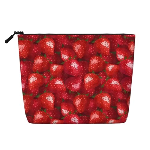 JaoXer Kosmetiktasche aus künstlichem Hanf, rote Erdbeere, Kulturbeutel, Organizer – eine Packung für mehrere tägliche Anwendungen, Geschäftsreise-Begleiter von JaoXer