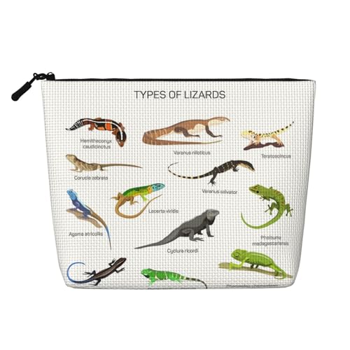 JaoXer Kosmetiktasche aus künstlichem Hanf, verschiedene Arten von Eidechsen, Kosmetik-Organizer, eine Packung für mehrere tägliche Anwendungen, Geschäftsreise, Schwarz, Einheitsgröße von JaoXer