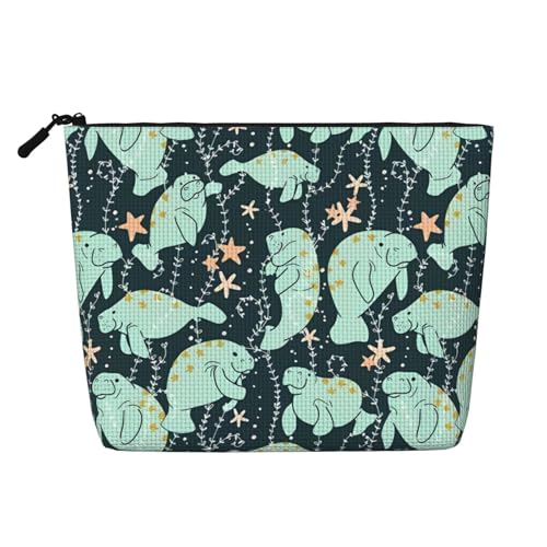 JaoXer Kosmetiktasche aus künstlichem Hanf mit Seekuh, Tiere, Kalb, Kulturbeutel, Organizer, eine Packung für mehrere tägliche Anwendungen, Geschäftsreisen, Schwarz, Einheitsgröße von JaoXer