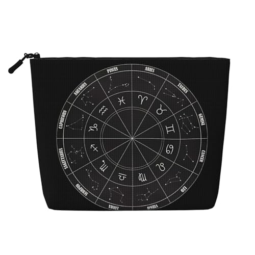 JaoXer Kosmetiktasche aus künstlichem Hanf mit Sternzeichen, Kulturbeutel, Kulturbeutel, Organizer für mehrere tägliche Anwendungen, Geschäftsreisen, Schwarz, Einheitsgröße von JaoXer