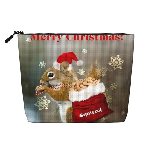 JaoXer Kosmetiktasche mit Eichhörnchen-Motiv, künstlicher Hanf, Kulturbeutel, Organizer für mehrere tägliche Anwendungen, Geschäftsreise, Schwarz, Einheitsgröße von JaoXer