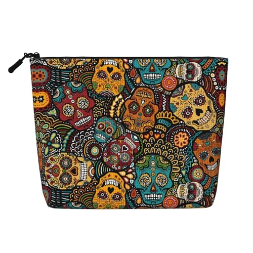 JaoXer Kosmetiktasche mit Totenkopf-Aufdruck, künstlicher Hanf, Kulturbeutel, Organizer für mehrere tägliche Anwendungen, Geschäftsreisen, Schwarz, Einheitsgröße von JaoXer
