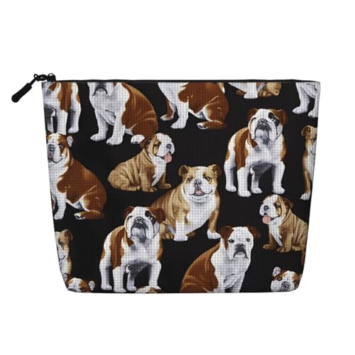 JaoXer Kosmetiktasche mit englischen Bulldoggen, künstlicher Hanf, Kulturbeutel, Organizer – eine Packung für mehrere tägliche Anwendungen, Geschäftsreise-Begleiter von JaoXer