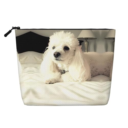 JaoXer Kosmetiktasche mit französischem Pudel, künstlicher Hanf, Kulturbeutel, Organizer – eine Packung für mehrere tägliche Anwendungen, Geschäftsreisen, Schwarz, Einheitsgröße von JaoXer