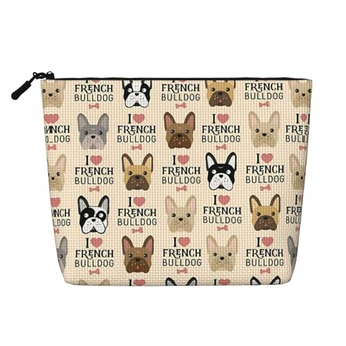 JaoXer Kosmetiktasche mit französischer Bulldogge, künstlicher Hanf, Kulturbeutel, Organizer für mehrere tägliche Anwendungen, Geschäftsreise, Schwarz, Einheitsgröße von JaoXer