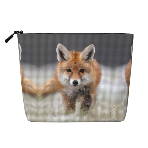 JaoXer Kosmetiktasche mit süßem Fuchs, künstlicher Hanf, Kulturbeutel, Organizer für mehrere tägliche Anwendungen, Geschäftsreise, Schwarz, Einheitsgröße von JaoXer