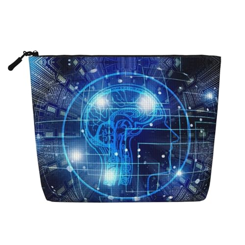 JaoXer Künstliche Intelligenz Gehirn Fake Hanf Make-up Tasche Kulturbeutel Organizer - Eine Packung für mehrere tägliche Anwendungen, Geschäftsreise-Begleiter, Schwarz, Einheitsgröße von JaoXer