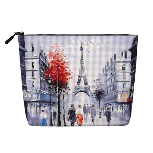 JaoXer Kulturbeutel aus künstlichem Hanf, Motiv: Paris City Tree Eiffelturm, Kosmetiktasche, Organizer, eine Packung für mehrere tägliche Anwendungen, Geschäftsreise, Schwarz, Einheitsgröße von JaoXer