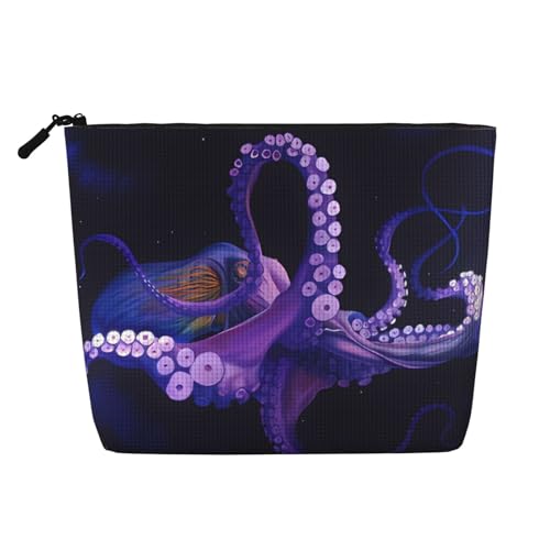JaoXer Lila Octopus Fake Hanf Make-up Tasche Kulturbeutel Organizer - Eine Packung für mehrere tägliche Anwendungen, Geschäftsreise-Begleiter, Schwarz, Einheitsgröße von JaoXer