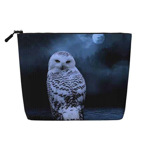 JaoXer Make-up-Tasche aus künstlichem Hanf, Eule bei Nacht, Kulturbeutel, Organizer für mehrere tägliche Anwendungen, Geschäftsreise, Schwarz, Einheitsgröße von JaoXer