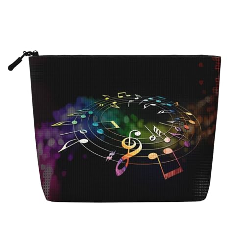 JaoXer Make-up-Tasche aus künstlichem Hanf, bunt, Musiknoten, Kulturbeutel, Organizer für mehrere tägliche Anwendungen, Geschäftsreisen, Schwarz, Einheitsgröße von JaoXer