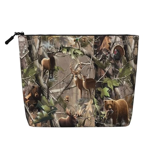 JaoXer Make-up-Tasche aus künstlichem Hanf, für die Jagd, Hirsch, Bär, Elch, Kosmetik-Organizer, eine Packung für mehrere tägliche Anwendungen, Geschäftsreise-Begleiter, Schwarz, Einheitsgröße von JaoXer