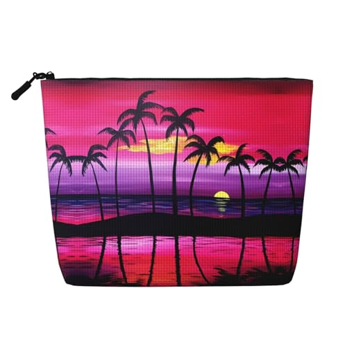 JaoXer Make-up-Tasche aus künstlichem Hanf, tropische Palme, Kulturbeutel, Organizer für mehrere tägliche Anwendungen, Geschäftsreise, Schwarz, Einheitsgröße von JaoXer