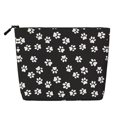 JaoXer Make-up-Tasche aus künstlichem Hanf mit Pfotenabdruck, Kulturbeutel, Organizer für mehrere tägliche Anwendungen, Geschäftsreisen, Schwarz, Einheitsgröße von JaoXer