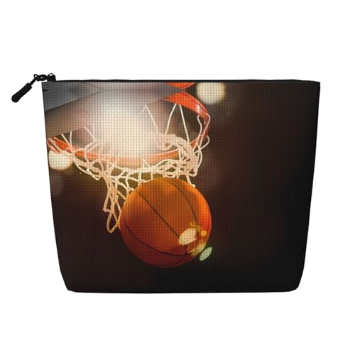 JaoXer Nacht-Basketball-Make-up-Tasche, Kulturbeutel, Kulturbeutel, Organizer für mehrere tägliche Anwendungen, Geschäftsreise, Schwarz, Einheitsgröße von JaoXer