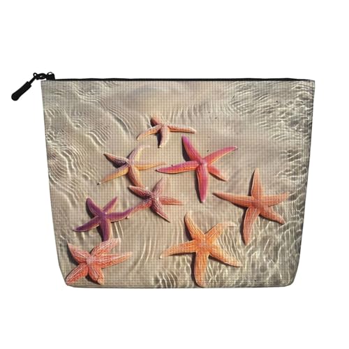 JaoXer Ocean Seestern Make-up-Tasche aus künstlichem Hanf, Kulturbeutel, Organizer für mehrere tägliche Anwendungen, Geschäftsreise, Schwarz, Einheitsgröße von JaoXer