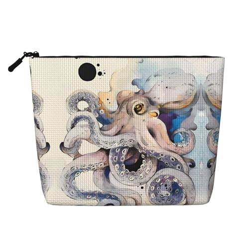JaoXer Retro Octopus Fake Hanf Make-up-Tasche, Kulturbeutel Organizer - Eine Packung für mehrere tägliche Anwendungen, Geschäftsreise-Begleiter, Schwarz, Einheitsgröße von JaoXer