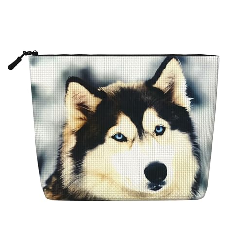 JaoXer Siberian Husky Make-up-Tasche aus künstlichem Hanf, Kulturbeutel Organizer – eine Packung für mehrere tägliche Anwendungen, Geschäftsreise-Begleiter, schwarz, Einheitsgröße von JaoXer